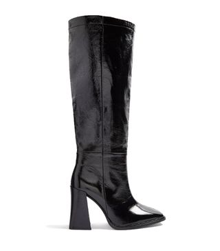 Topshop + Tambi Black Leather Knee Boots