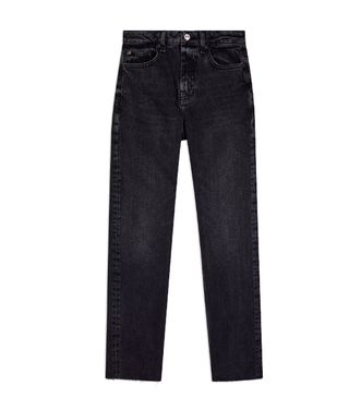 Topshop + Considered Washed Black Raw Hem Organic Cotton Straight Jeans