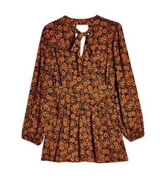 Topshop + Brown Fallen Floral Jacquard Midi Dress