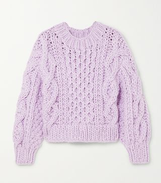 I Love Mr Mittens + Cropped Aran Cable-Knit Wool Sweater