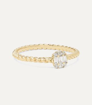 Stone and Strand + Shield of Strength Gold Diamond Ring