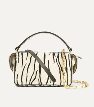 Wandler + Yara Box Leather-Trimmed Zebra-Print Calf Hair Shoulder Bag