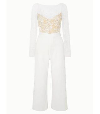 Rime Arodaky + Braham Cropped Embroidered Tulle And Crepe Jumpsuit