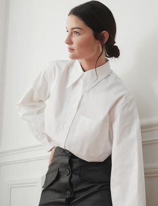 Pixie Market + Andrea Pointed Collar White Shirt