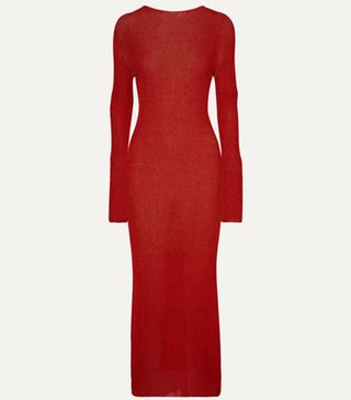 Philosophy di Lorenzo Serafini + Metallic Ribbed Stretch-Knit Midi Dress