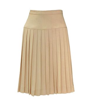 Vintage Chanel + 1980s Pleated Silk Cream Skirt