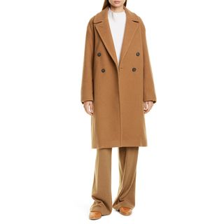 Vince + Double Breasted Wool Blend Coat