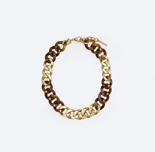 Uterqüe + Gold and Tortoiseshell Chain Necklace