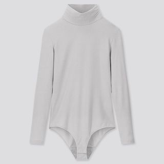 Uniqlo + Heattech Thermal Ribbed Bodysuit in Grey