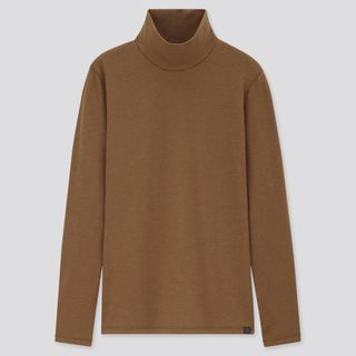 Uniqlo + Heattech Thermal High Neck Top in Brown