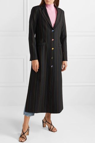 Staud + Beatrice Striped Crepe Coat
