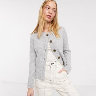 Selected Femme + Knitted Grey Cardigan