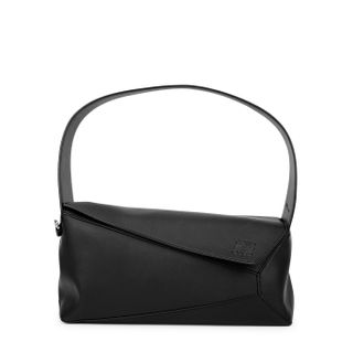 Loewe + Puzzle Black Leather Hobo Bag