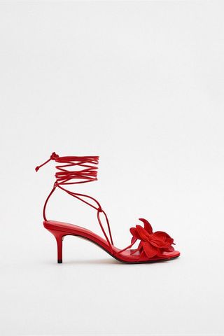 Zara + Floral Lace-Up Sandals