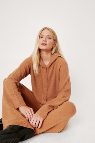 Nasty Gal + Hooded Knit Cardigan and Trouser Co-Ord Set