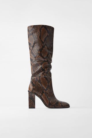 Zara + Heeled Animal Print Boots