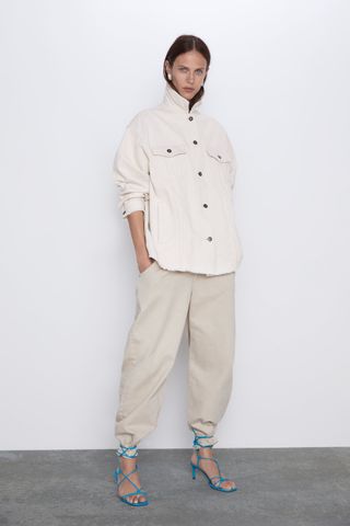 Zara + Oversized Corduroy Overshirt With Pockets