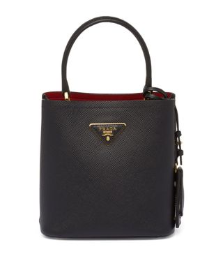 Prada + Small Leather Saffiano Panier Top-Handle Bag