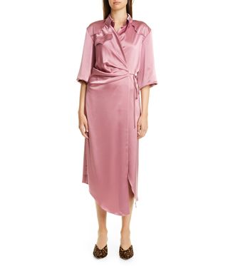 Nanushka + Lais Satin Midi Wrap Dress
