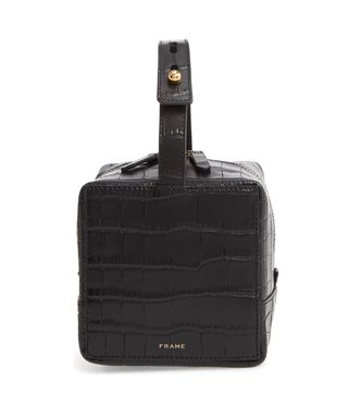 Frame + Les Second Cube Croc Embossed Leather Satchel