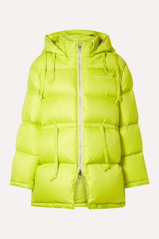 Acne Studios + Oversized Hooded Quilted Neon Shell Down Jacket