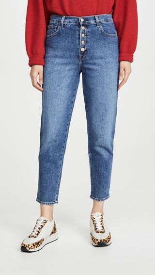 J Brand + Heather High Rise Button Fly Jeans