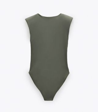Zara + Bodysuit With Shoulder Pads