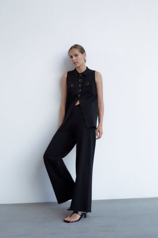 Zara + Buttoned Knit Waistcoat
