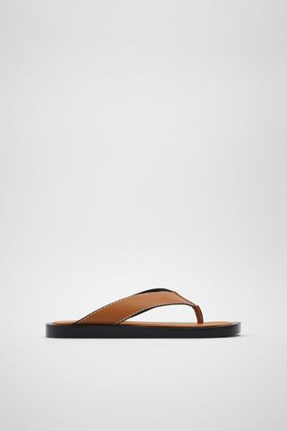 Zara + Flat Sandals With Topstitching