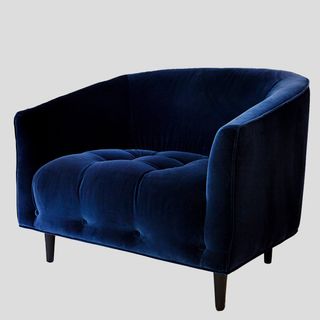 Att Pynta + Carla Large Deep Blue Velvet Armchair