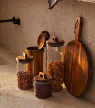 Zara + Borosilicate Glass and Wood Storage Jar