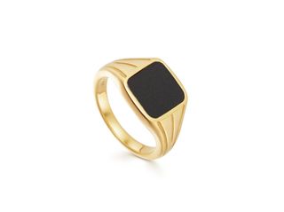 Missoma + Lucy Williams Gold Square Black Signet Ring