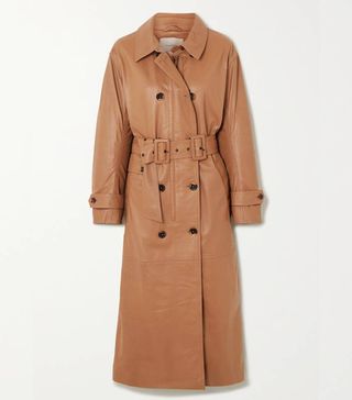 Munthe + Belted Double-Breasted Leather Trench Coat