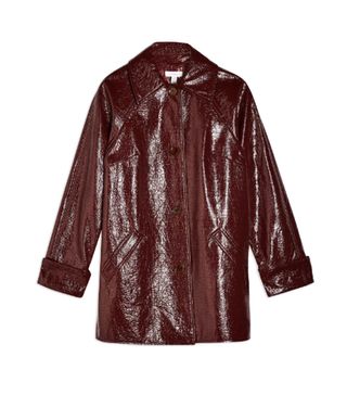 Topshop + Burgundy Crinkle PU Coat