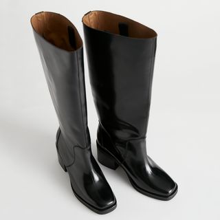 & Other Stories + Square-Toe Leather Boots