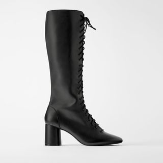 Zara + High-Heel Boots With Laces