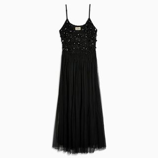 Lace & Beads + Embellished Midi Dress