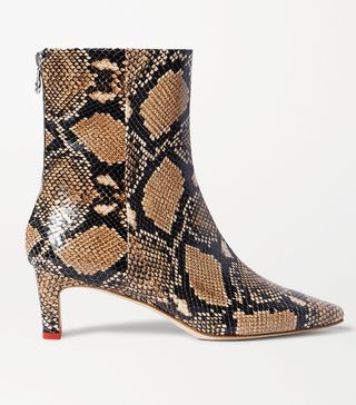 Aeydē + Ivy Snake-Effect Leather Ankle Boots