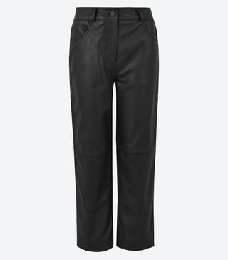 Marks and Spencer + Leather Cropped Straight Trousers