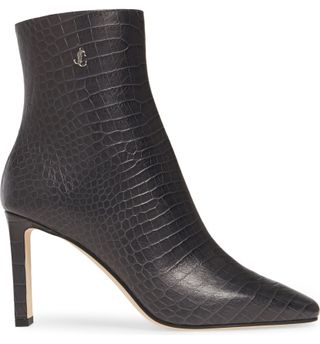 Jimmy Choo + Minori Croc-Embossed Square Toe Bootie