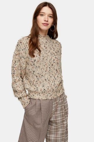 Topshop + Knitted Textured Neppy Pointelle Sweater