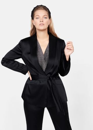 Mango + Satin Belt Blazer