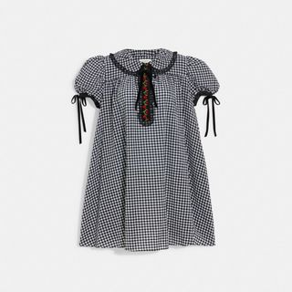 Coach + Gingham Tie Collar Mini Dress