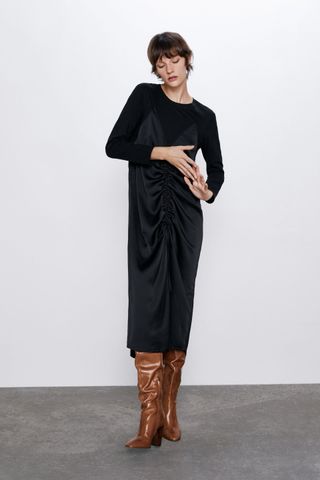Zara + Contrasting Satin Dress