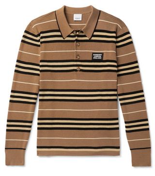 Burberry + Striped Merino Wool Polo Shirt