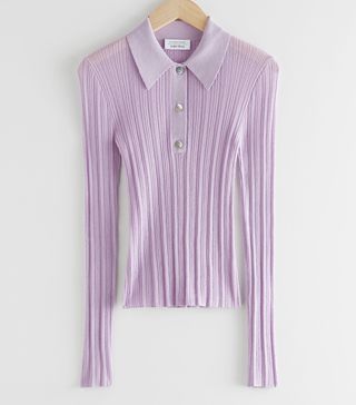 & Other Stories + Sheer Fitted Polo Top
