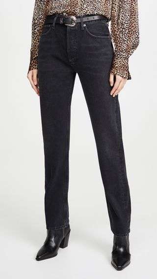 Agolde + Lana Mid Rise Straight Jeans