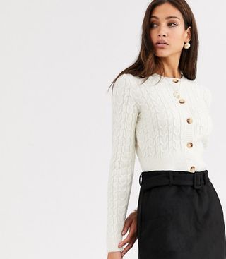 ASOS + Cropped Cable Cardigan