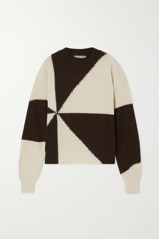 Paradis Perdus + Jules Two-Tone Recycled Ribbed-Knit Sweater