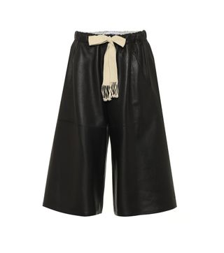 Loewe + Wide-Leg Leather Shorts